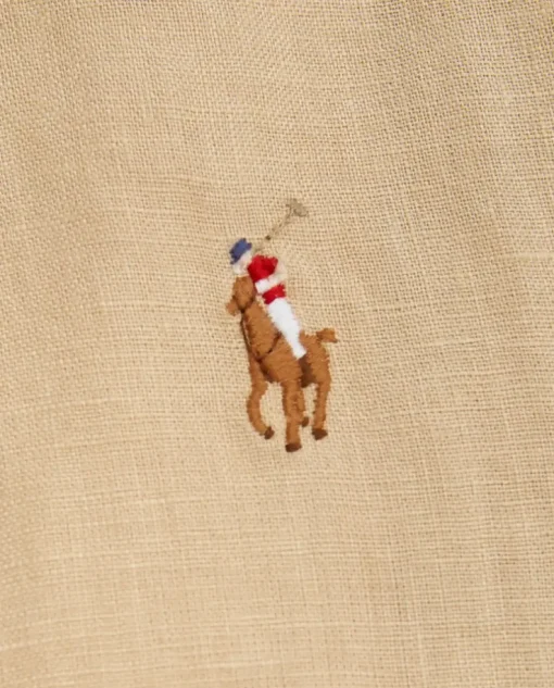 Beżowa lniana kurtka z logo