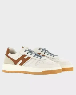 Beżowe sneakersy ze skóry