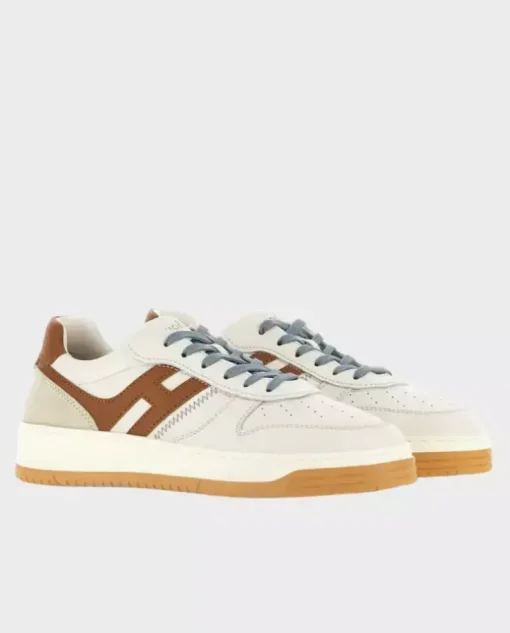Beżowe sneakersy ze skóry
