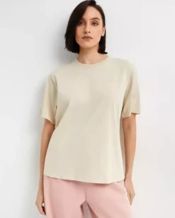 Beżowy bawełniany t-shirt Reece