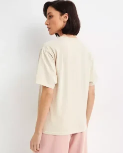 Beżowy bawełniany t-shirt Reece