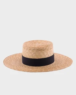 Beżowy kapelusz Wide Brim Canotier