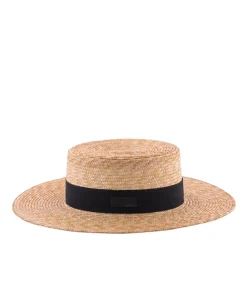 Beżowy kapelusz Wide Brim Canotier