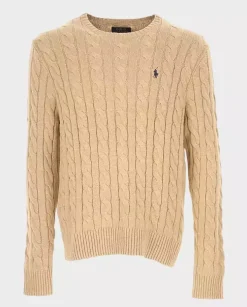 Beżowy sweter z bawełny Regular Fit