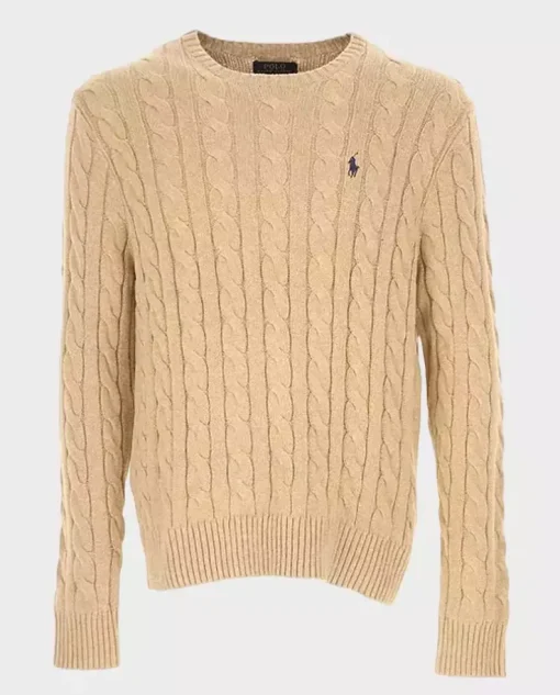 Beżowy sweter z bawełny Regular Fit
