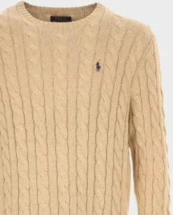 Beżowy sweter z bawełny Regular Fit