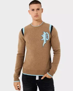Beżowy sweter z monogramem Gothic