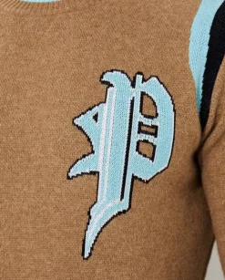 Beżowy sweter z monogramem Gothic