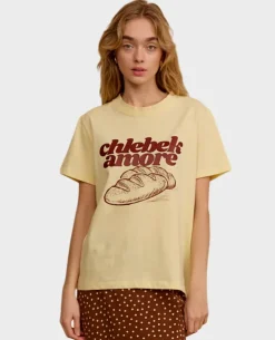 Beżowy t-shirt oversize