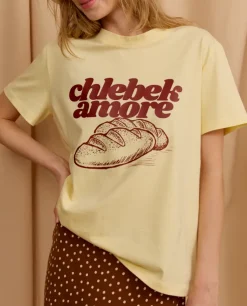 Beżowy t-shirt oversize