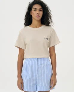 Beżowy t-shirt z logo Horizon