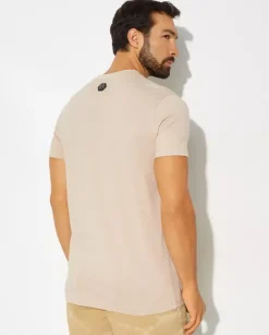 Beżowy t-shirt z monogramem Glass