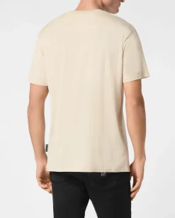 Beżowy t-shirt z nadrukiem samochodu
