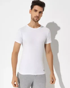 Biała bawełniana koszulka Slim Fit (3-pack)