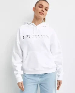 Biała bluza Mugler Logo Hoodie