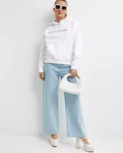 Biała bluza Mugler Logo Hoodie