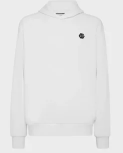 Biała bluza z kapturem Hexagon