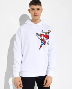Biała bluza z kapturem z grafiką Love