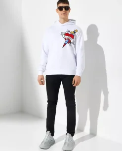 Biała bluza z kapturem z grafiką Love