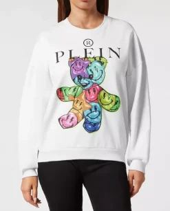 Biała bluza z kolorową grafiką Smile