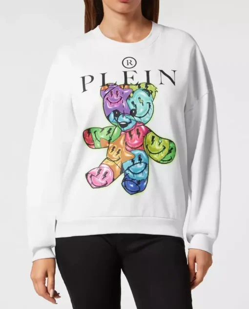 Biała bluza z kolorową grafiką Smile