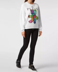 Biała bluza z kolorową grafiką Smile