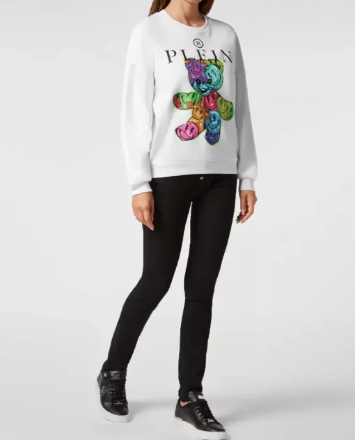 Biała bluza z kolorową grafiką Smile