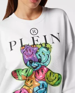 Biała bluza z kolorową grafiką Smile