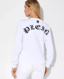 Biała bluza z kryształową grafiką Love