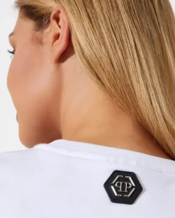 Biała bluza z kryształową grafiką Love