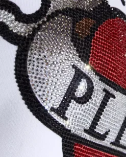 Biała bluza z kryształową grafiką Love