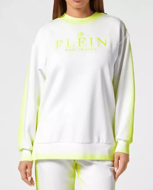 Biała bluza z logo Fluo