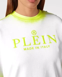 Biała bluza z logo Fluo