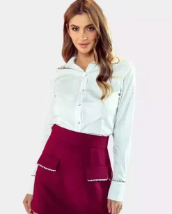 Biała koszula Pearl Detail Shirt
