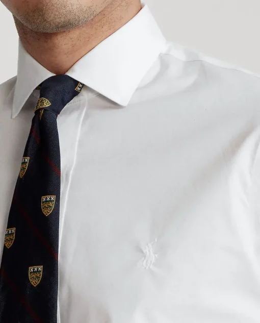 Biała koszula z haftowanym logo Custom Fit