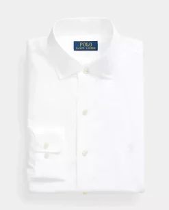 Biała koszula z haftowanym logo Slim Fit