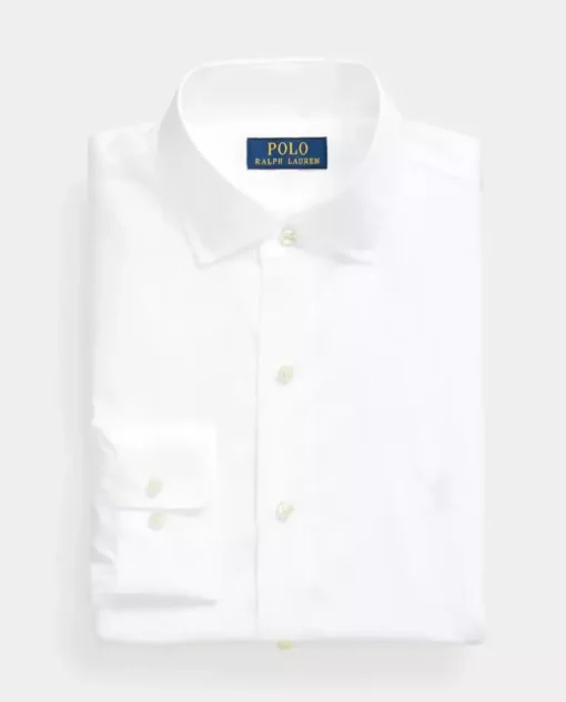 Biała koszula z haftowanym logo Slim Fit