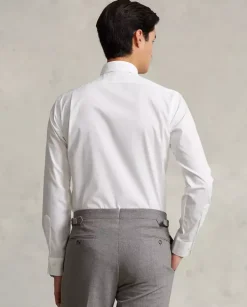 Biała koszula z haftowanym logo Slim Fit