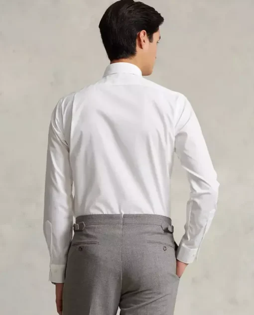 Biała koszula z haftowanym logo Slim Fit