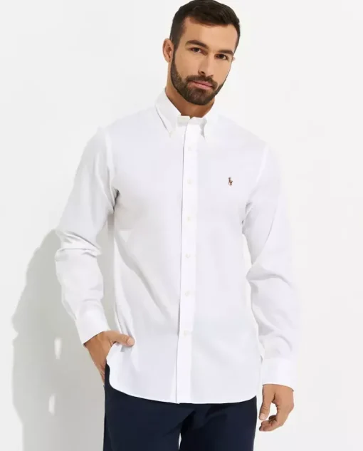 Biała koszula z logo Regular Fit