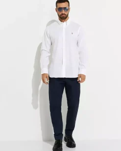 Biała koszula z logo Regular Fit