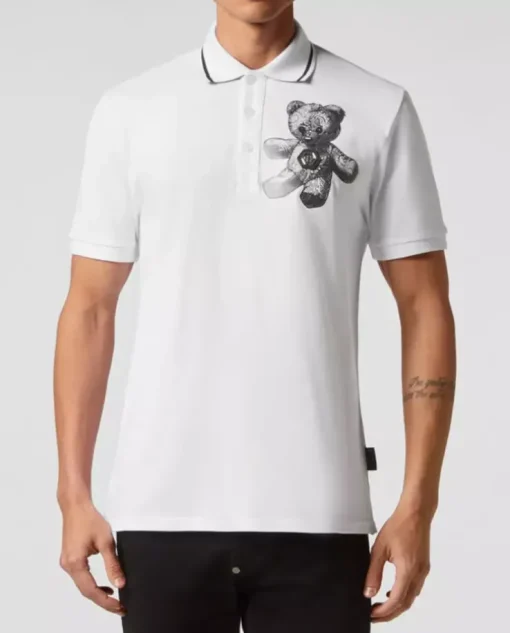Biała koszulka polo Paisley Teddy Bear