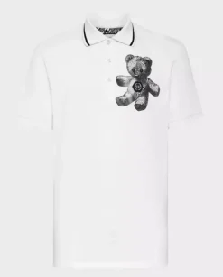 Biała koszulka polo Paisley Teddy Bear