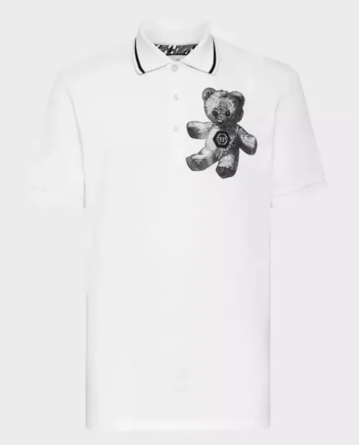 Biała koszulka polo Paisley Teddy Bear
