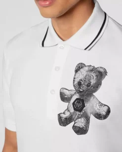 Biała koszulka polo Paisley Teddy Bear
