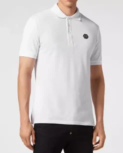 Biała koszulka polo z logo Gothic