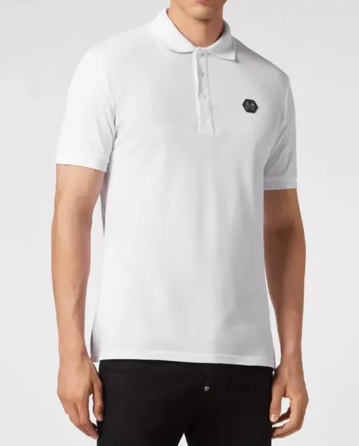 Biała koszulka polo z logo Gothic