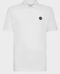 Biała koszulka polo z logo Gothic