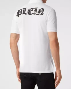 Biała koszulka polo z logo Gothic