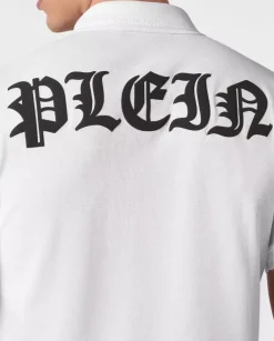 Biała koszulka polo z logo Gothic